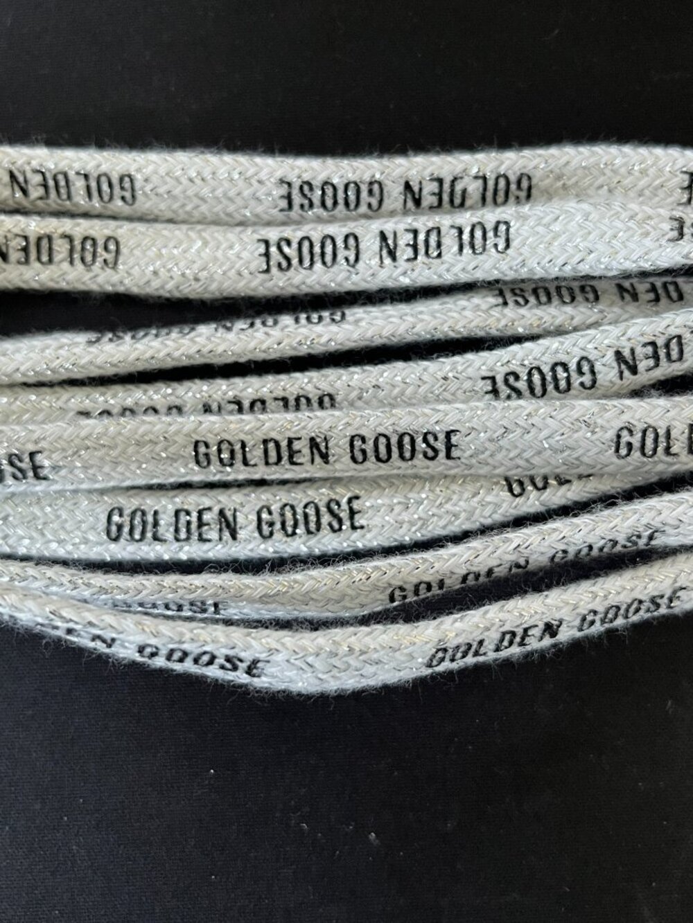 Golden Goose Lurex Logo Ice/ Silver/ White & Sparkle Shoelaces - Authentic - Picture 2 of 6